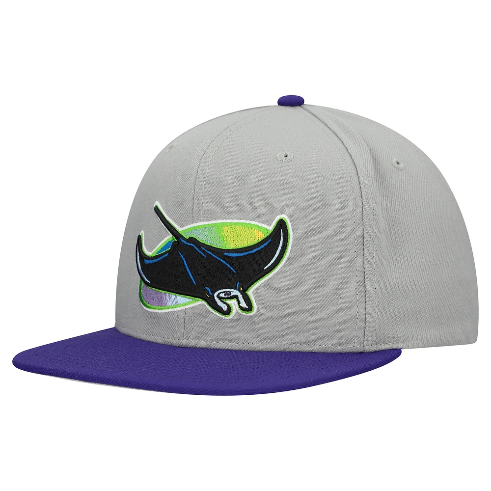 Men's Mitchell & Ness Gray Tampa Bay Rays Cooperstown Collection Basic Flip Snapback Hat