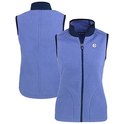 Women's Cutter & Buck Lavender Pittsburgh Steelers Cascade Eco Fleece Full-Zip Vest