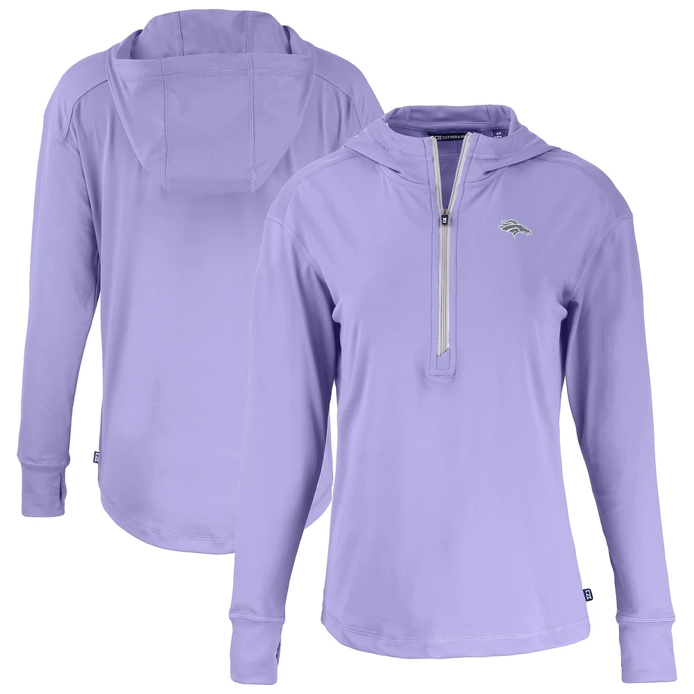 Women's Cutter & Buck Purple Denver Broncos Daybreak Eco Recycled Half-Zip Hoodie