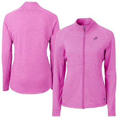 Women's Cutter & Buck Pink Detroit Lions Adapt Eco Knit Heather Recycled Full-Zip Jacket