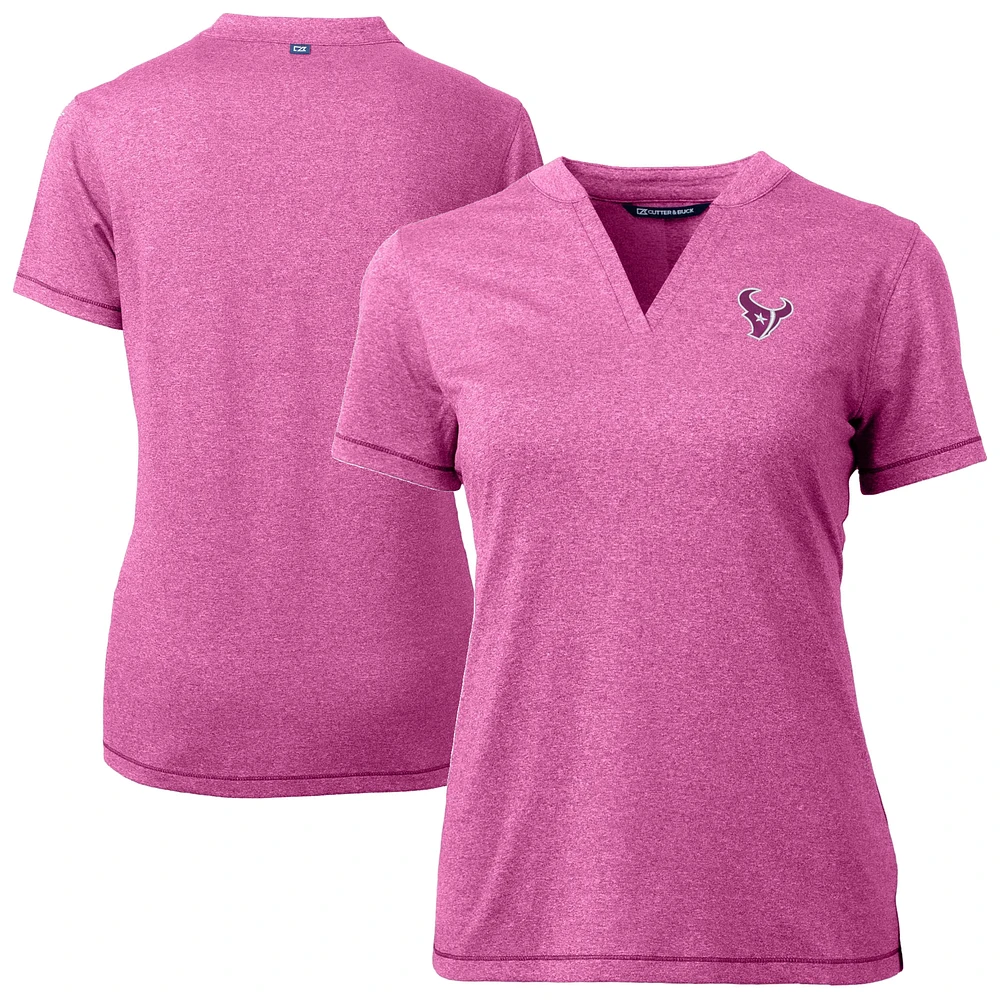Women's Cutter & Buck Pink Houston Texans Forge Heathered Stretch Blade Top