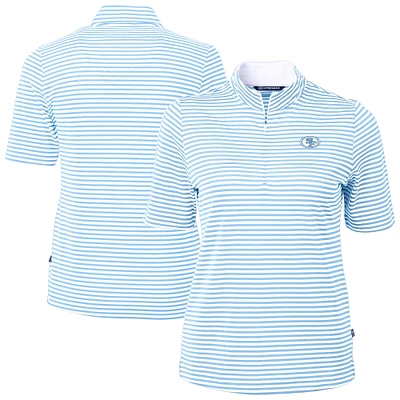 Women's Cutter & Buck Powder Blue San Francisco 49ers Virtue Eco Pique Stripe Recycled Quarter-Zip Top