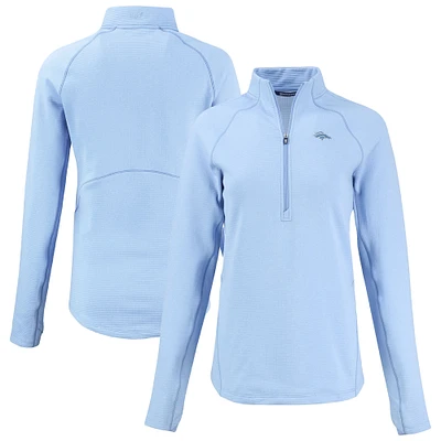 Women's Cutter & Buck Powder Blue Denver Broncos Peshastin Eco Fleece Recycled Half-Zip Top