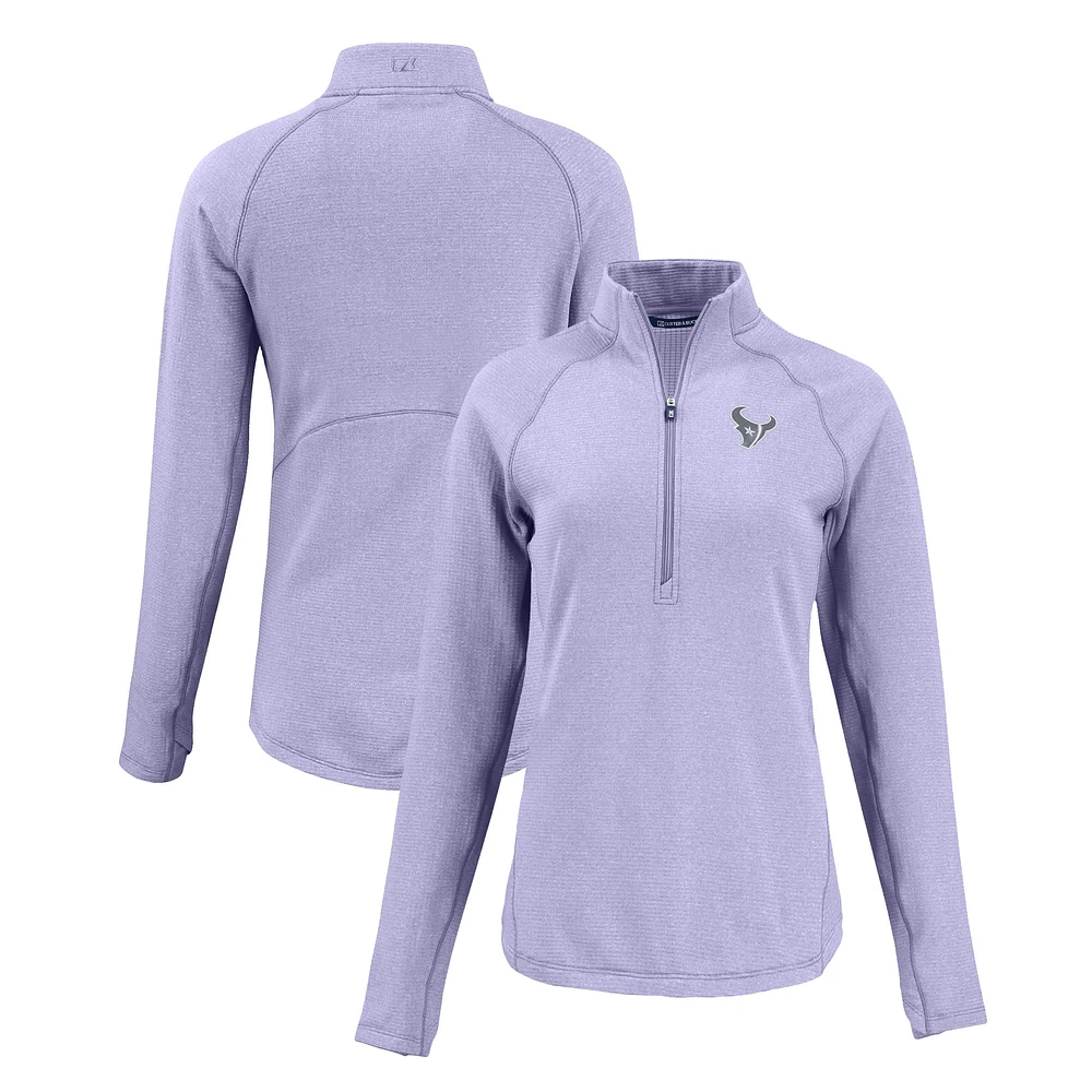 Women's Cutter & Buck Purple Houston Texans Peshastin Eco Fleece Recycled Half-Zip Top