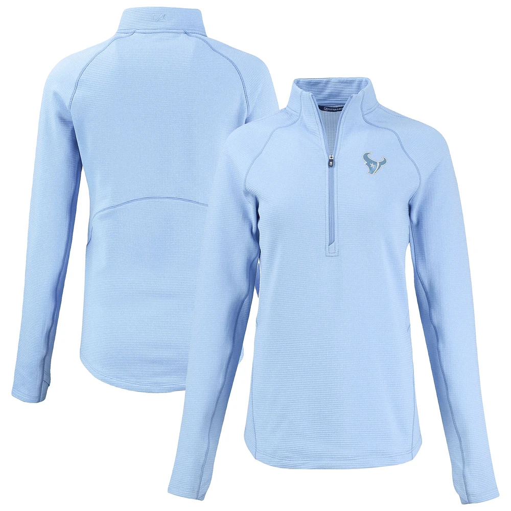 Women's Cutter & Buck Powder Blue Houston Texans Peshastin Eco Fleece Recycled Half-Zip Top