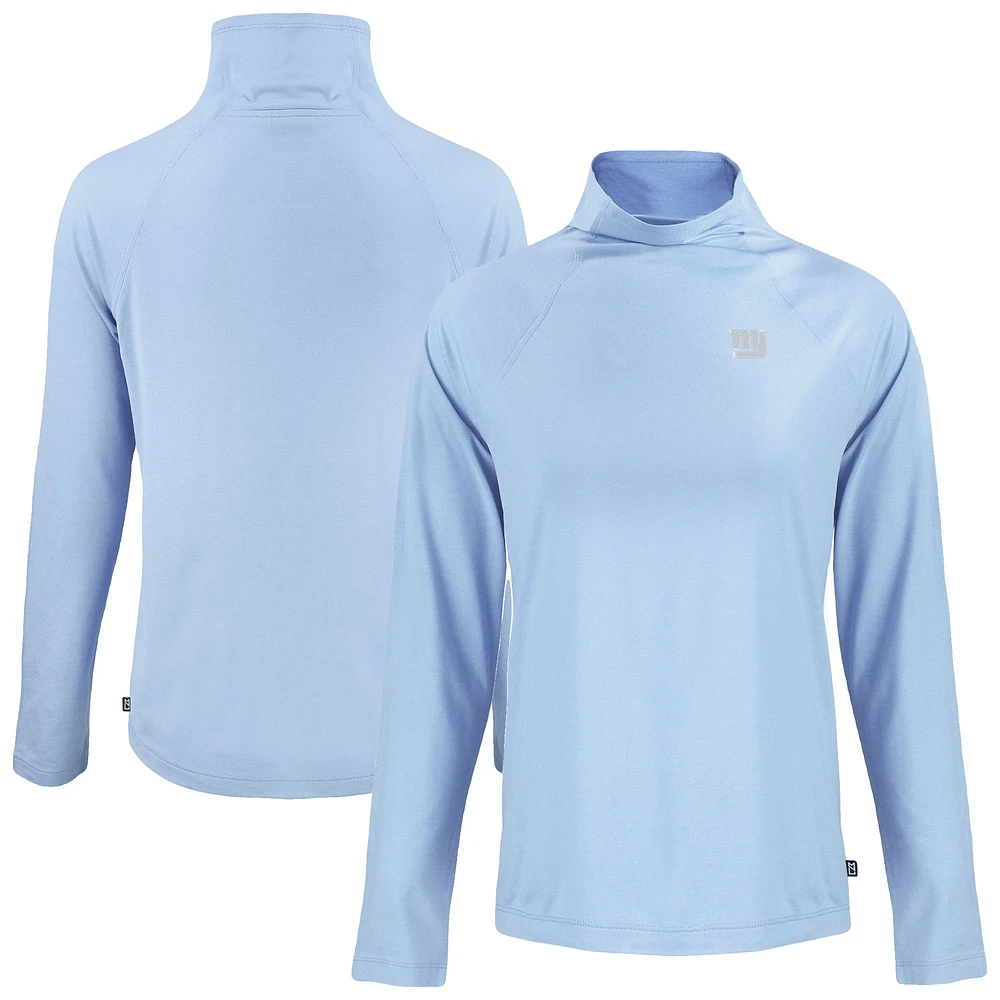 Women's Cutter & Buck Powder Blue New York Giants Coastline Epic Comfort Eco Recycled Funnel Neck Top