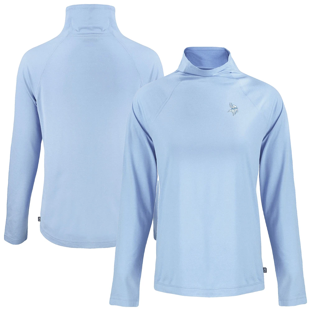 Women's Cutter & Buck Powder Blue Minnesota Vikings Coastline Epic Comfort Eco Recycled Funnel Neck Top