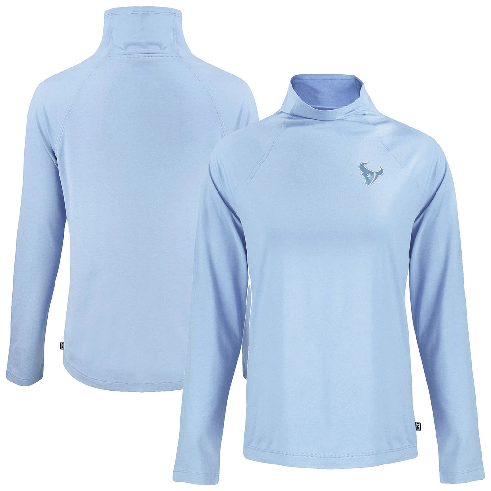 Women's Cutter & Buck Powder Blue Houston Texans Coastline Epic Comfort Eco Recycled Funnel Neck Top