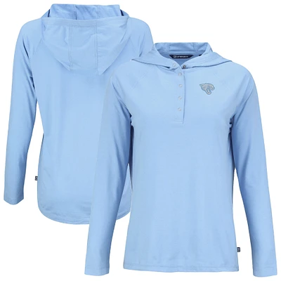 Women's Cutter & Buck Powder Blue Jacksonville Jaguars Coastline Epic Comfort Eco Recycled Long Sleeve Hoodie T-Shirt