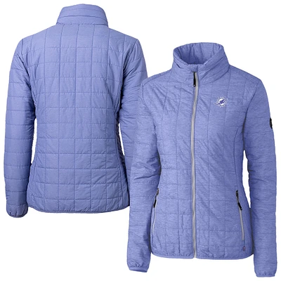 Women's Cutter & Buck Lavender Miami Dolphins Rainier PrimaLoft® Eco Insulated Full-Zip Puffer Jacket