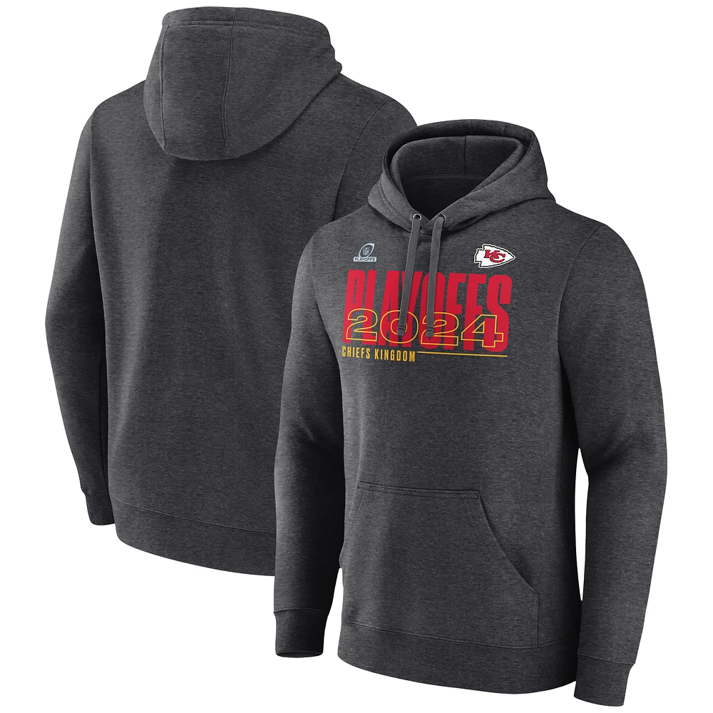 Men's Charcoal Kansas City Chiefs 2024 NFL Playoffs Pullover Hoodie