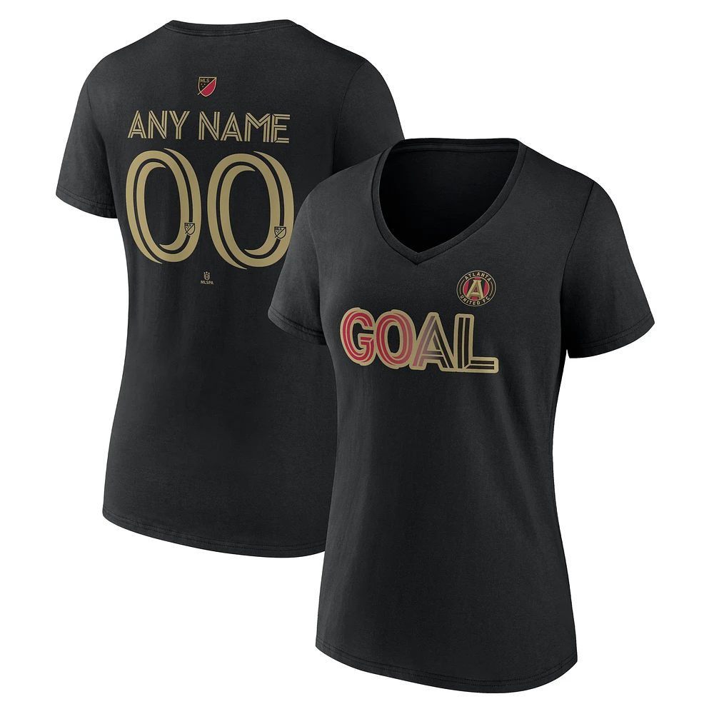 Women's Black Atlanta United FC Goal Custom V-Neck T-Shirt