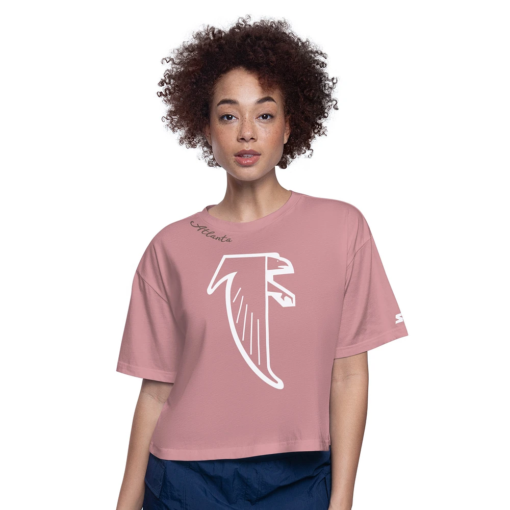 Women's Starter Pink Atlanta Falcons Play the Ball Boxy Cropped T-Shirt