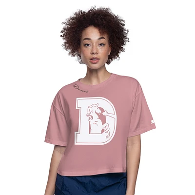 Women's Starter Pink Denver Broncos Play the Ball Boxy Cropped T-Shirt