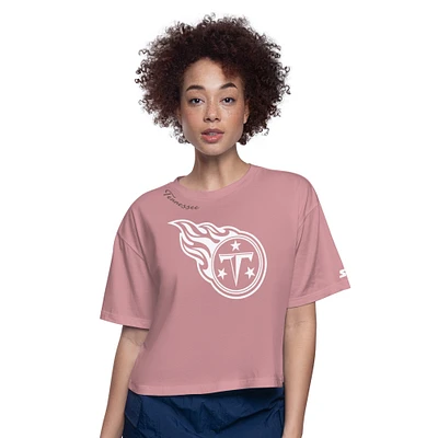 Women's Starter Pink Tennessee Titans Play the Ball Boxy Cropped T-Shirt