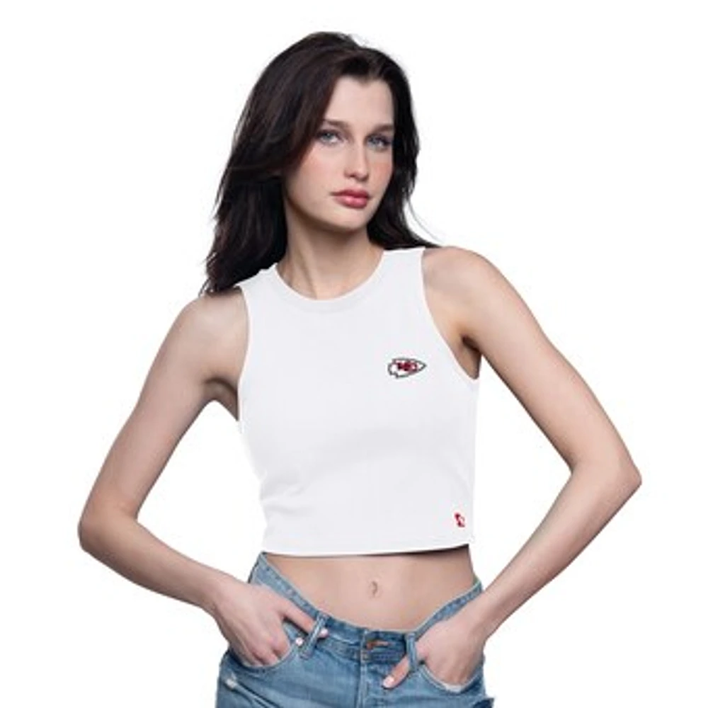 Women's Starter White Kansas City Chiefs Show Up Cropped Tank Top