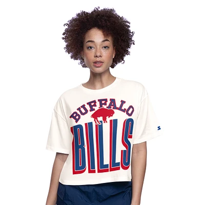 Women's Starter White Buffalo Bills Throwback Play the Ball Boxy Cropped T-Shirt