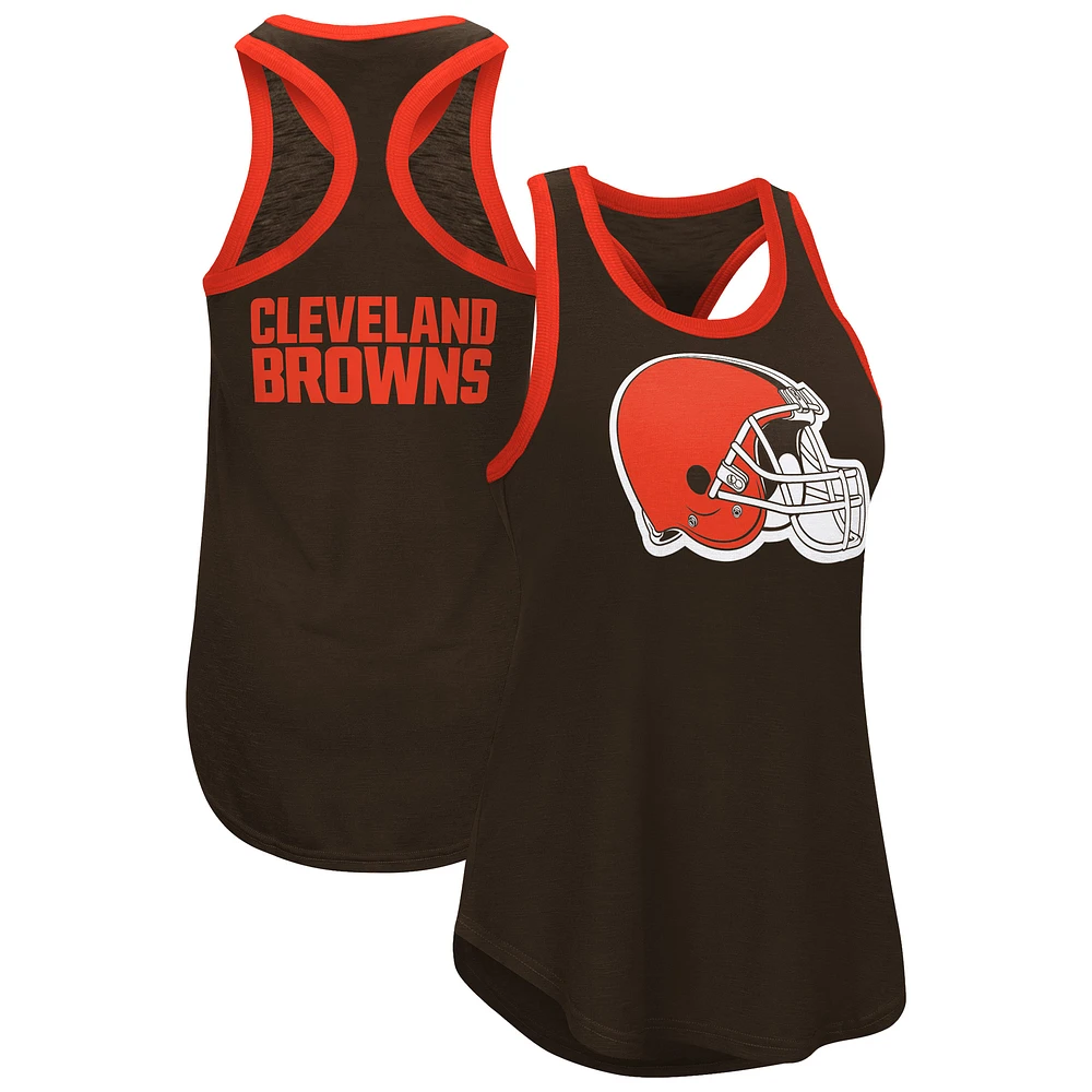 Women's G-III 4Her by Carl Banks Brown Cleveland Browns Tater Burnout Scoop Neck Tank Top