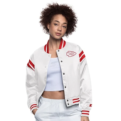 Women's Starter Cream Kansas City Chiefs Full Count Full-Snap Satin Jacket