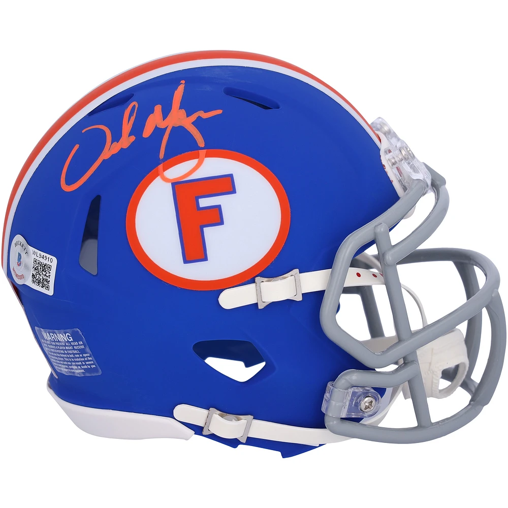 Urban Meyer Florida Gators Autographed Blue Throwback Speed Mini Helmet - BAS