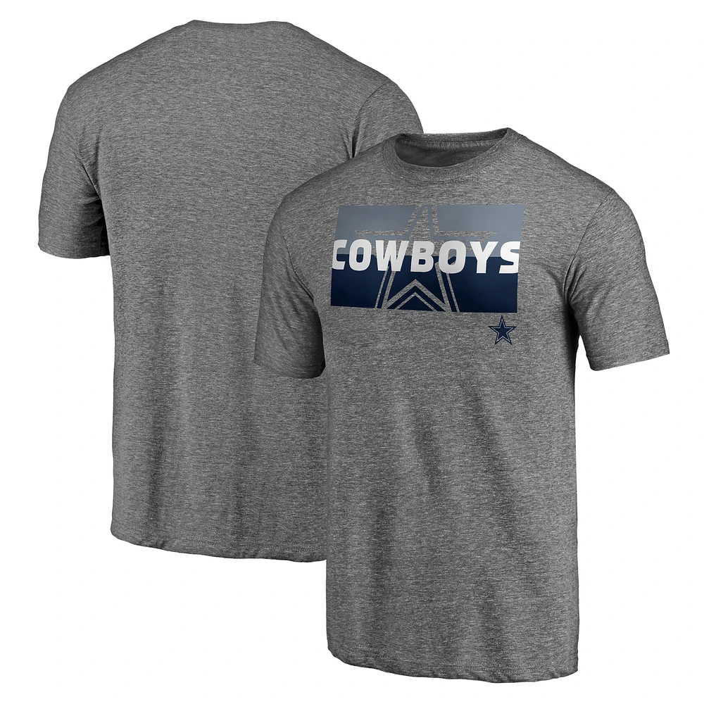 Men's Heather Gray Dallas Cowboys Square Off Tri-Blend T-Shirt