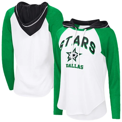 Women's G-III 4Her by Carl Banks White Dallas Stars VIP Raglan Long Sleeve Hoodie T-Shirt