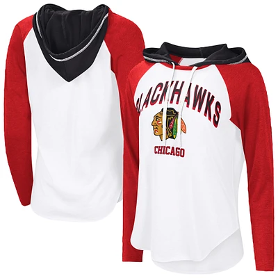 Women's G-III 4Her by Carl Banks White Chicago Blackhawks VIP Raglan Long Sleeve Hoodie T-Shirt