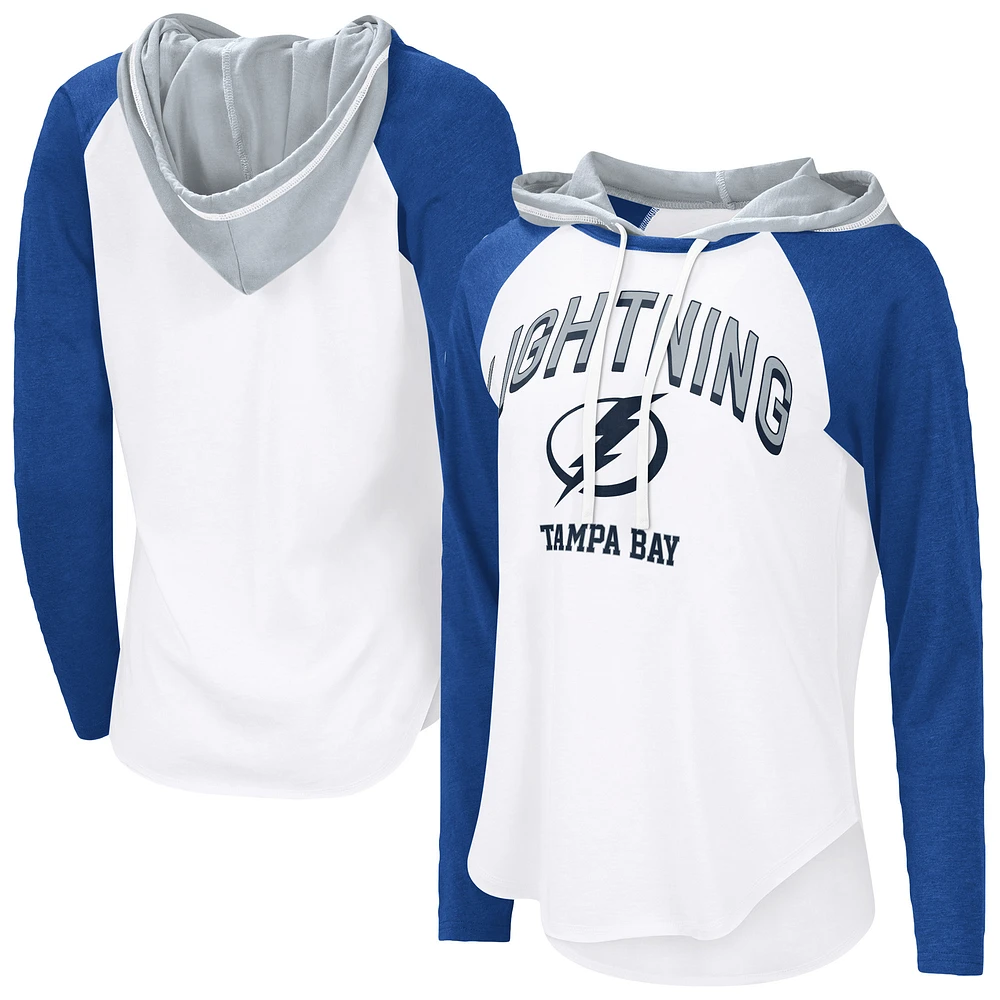 Women's G-III 4Her by Carl Banks White Tampa Bay Lightning VIP Raglan Long Sleeve Hoodie T-Shirt