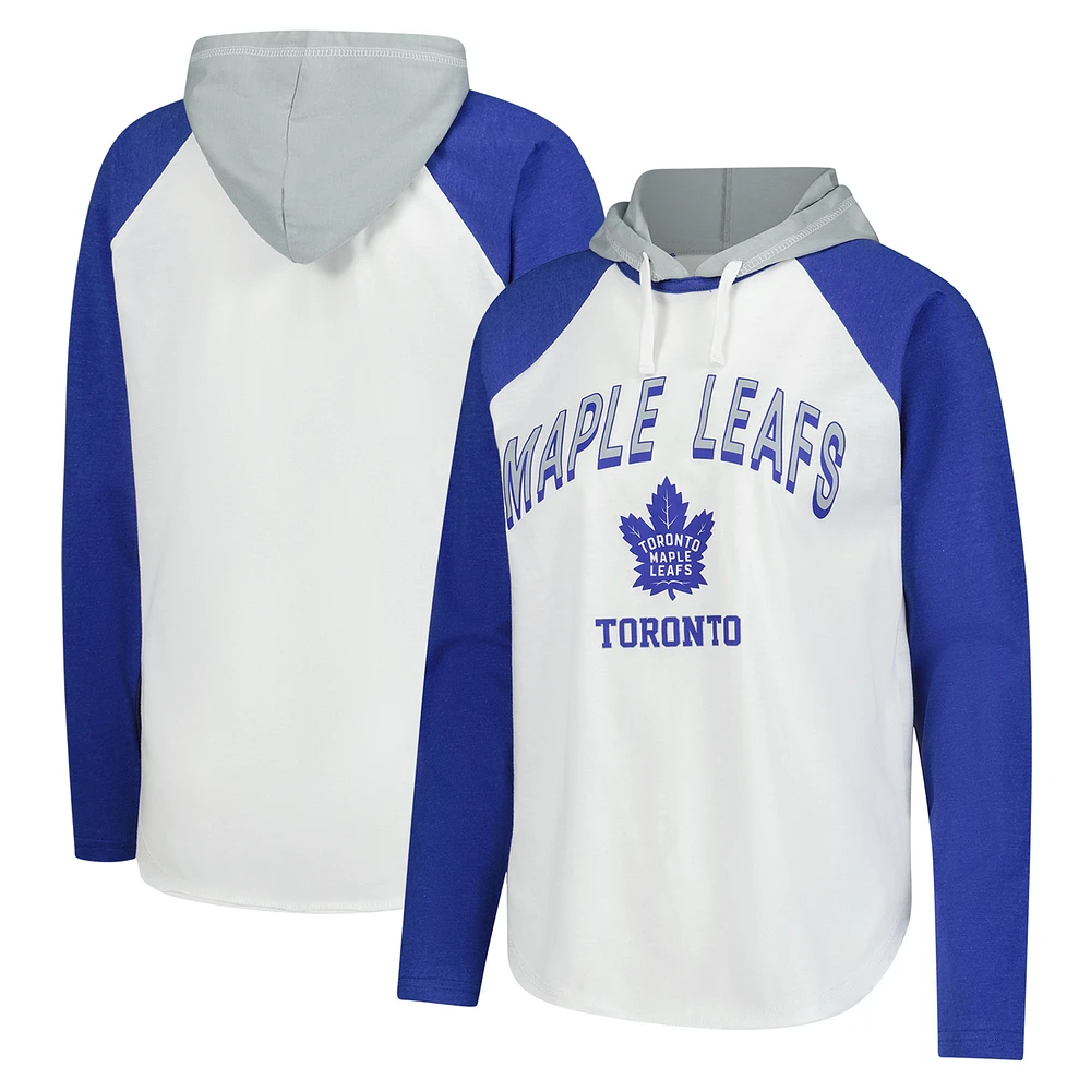 Women's G-III 4Her by Carl Banks White Toronto Maple Leafs VIP Raglan Long Sleeve Hoodie T-Shirt