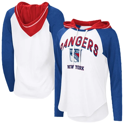 Women's G-III 4Her by Carl Banks White New York Rangers VIP Raglan Long Sleeve Hoodie T-Shirt