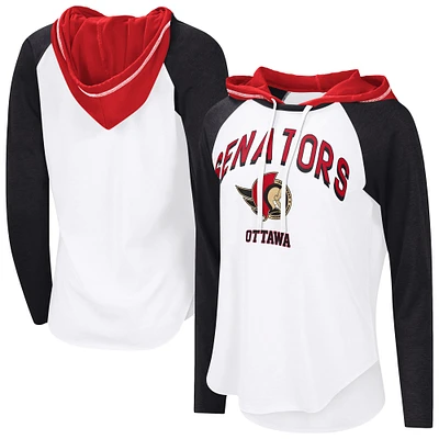 Women's G-III 4Her by Carl Banks White Ottawa Senators VIP Raglan Long Sleeve Hoodie T-Shirt