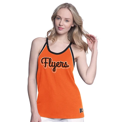 Women's G-III 4Her by Carl Banks Orange Philadelphia Flyers Curveball Racerback Scoop Neck Slub Tank Top