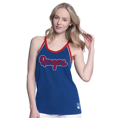 Women's G-III 4Her by Carl Banks Blue New York Rangers Curveball Racerback Scoop Neck Slub Tank Top
