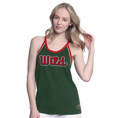 Women's G-III 4Her by Carl Banks Green Minnesota Wild Curveball Racerback Scoop Neck Slub Tank Top