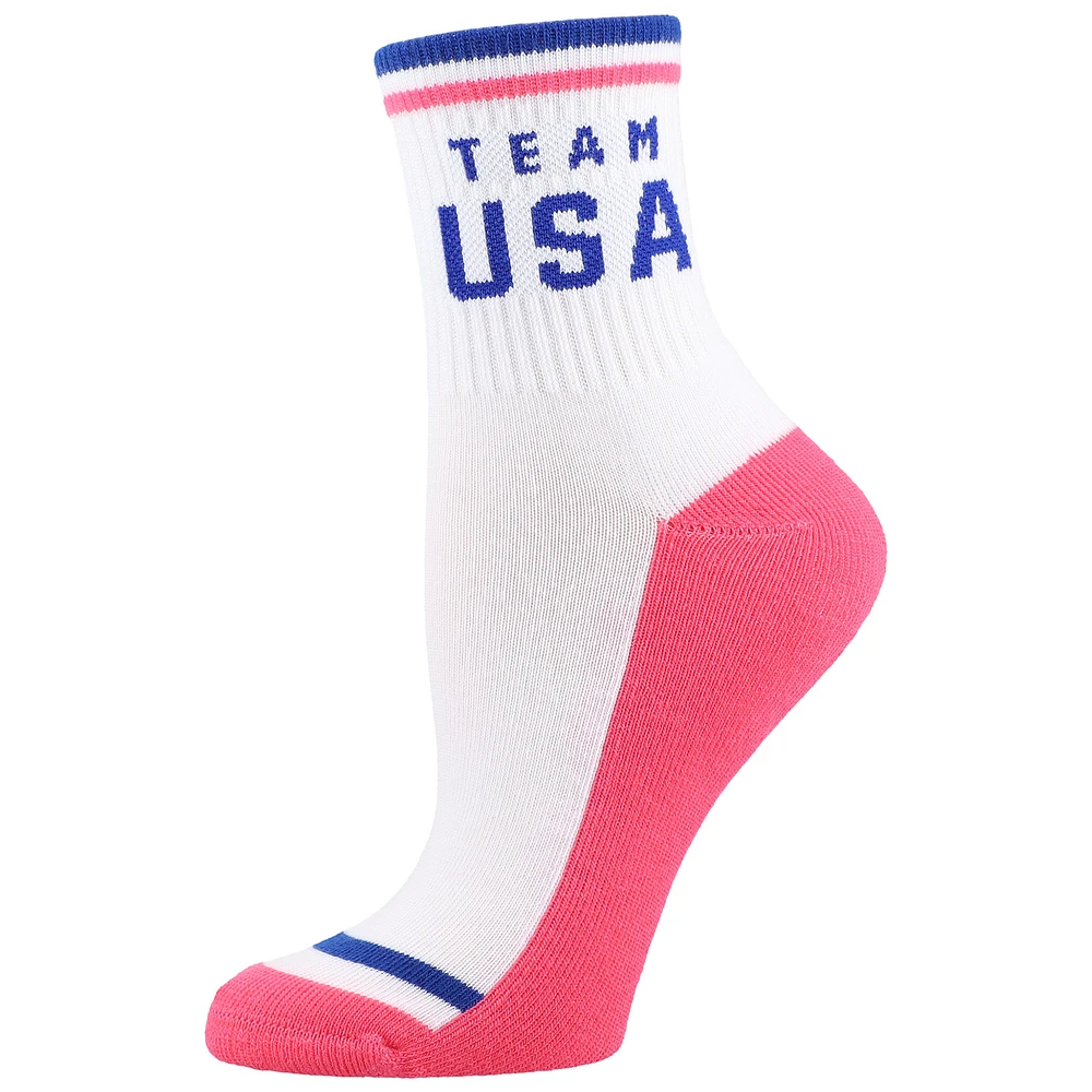 Women's White Team USA Single Quarter Socks