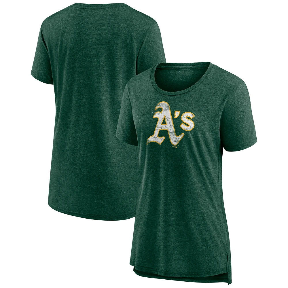 Women's Green Athletics Weathered Official Logo Tri-Blend T-Shirt