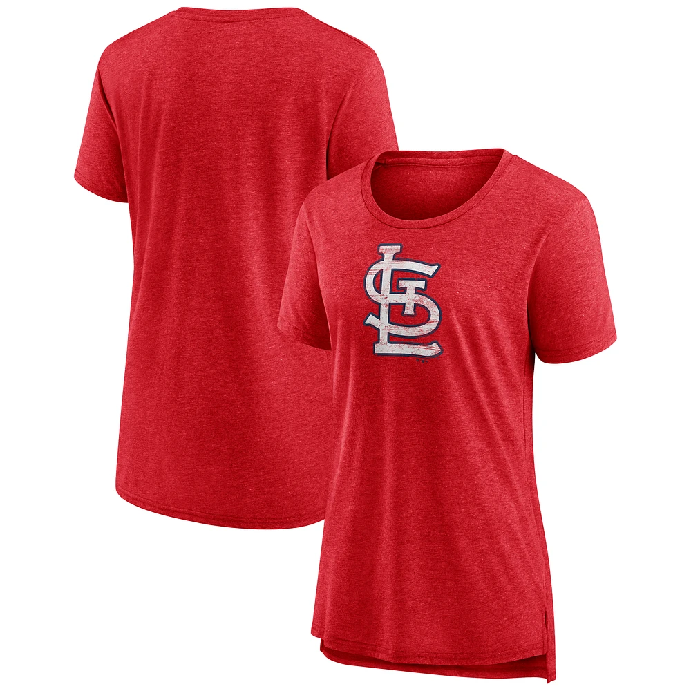 Women's Red St. Louis Cardinals Weathered Official Logo Tri-Blend T-Shirt