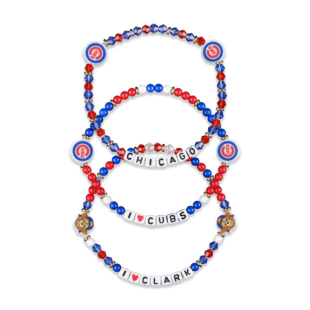 FOCO Chicago Cubs 3-Pack Friendship Bracelet Set