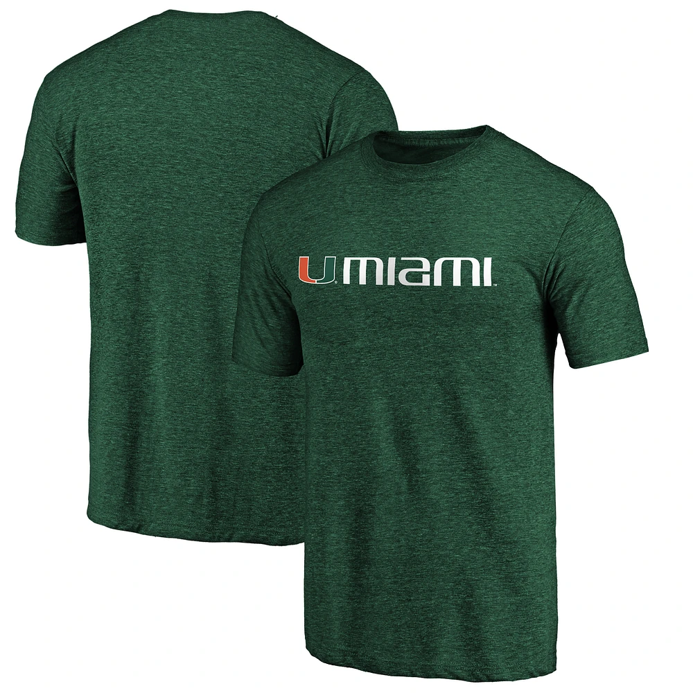 Men's Green Miami Hurricanes Classic Wordmark Tri-Blend T-Shirt