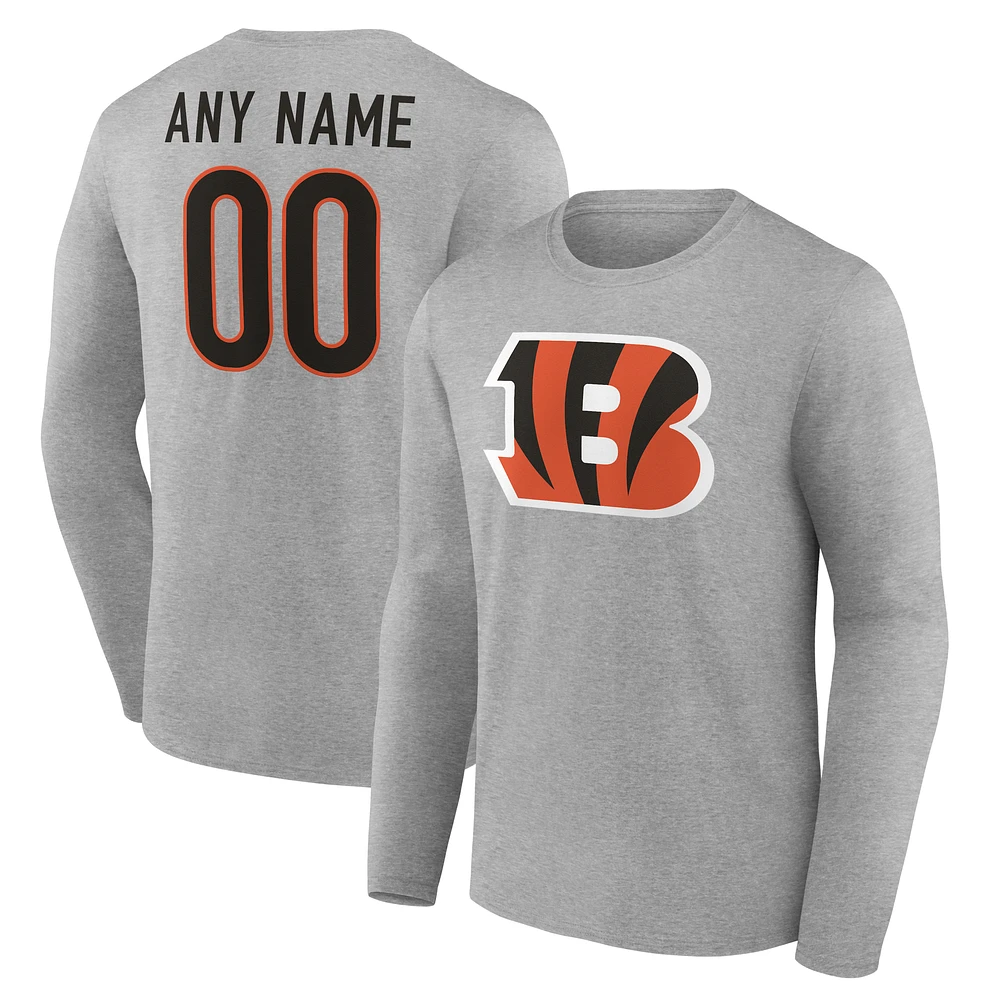 Men's Gray Cincinnati Bengals Team Authentic Custom Long Sleeve T-Shirt