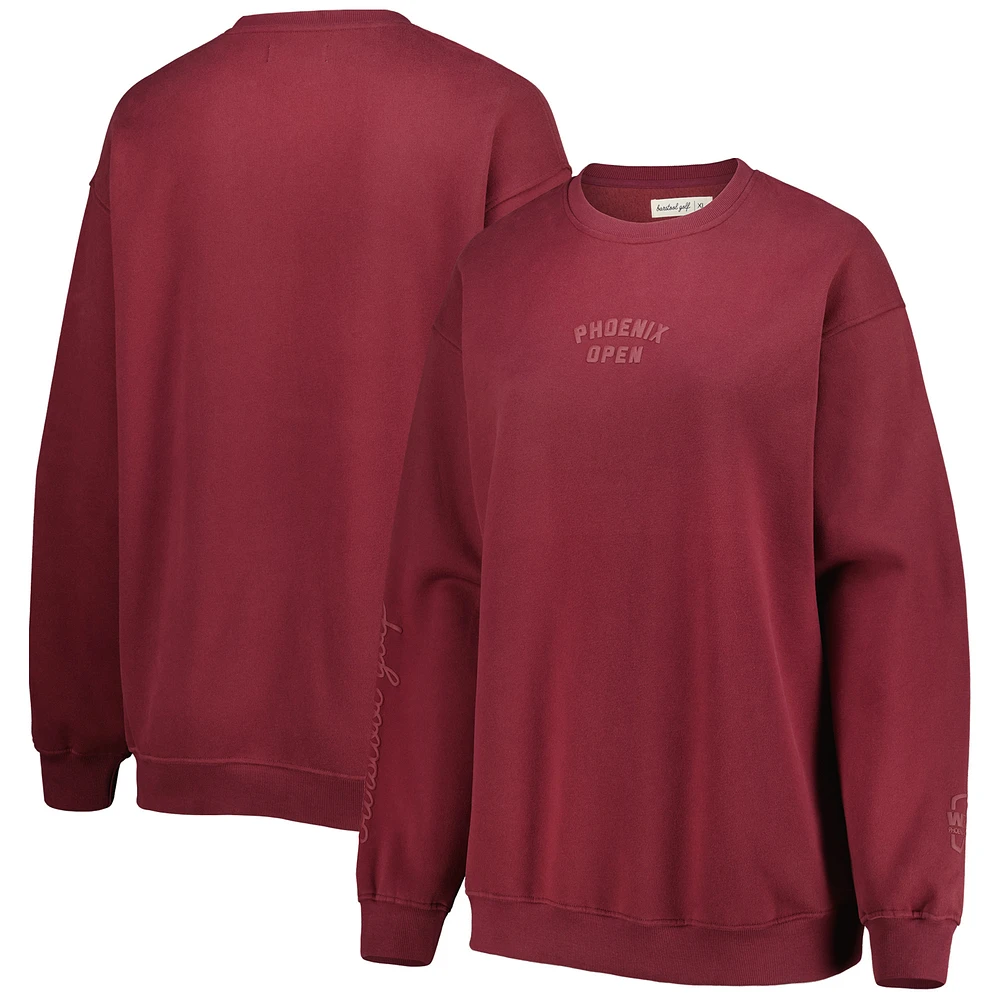 Women's Barstool Golf Maroon WM Phoenix Open Oversized Crewneck Sweatshirt