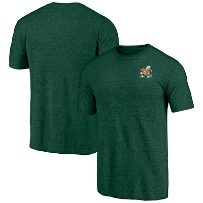 Men's Green Miami Hurricanes Vintage Left Chest Distressed Tri-Blend T-Shirt