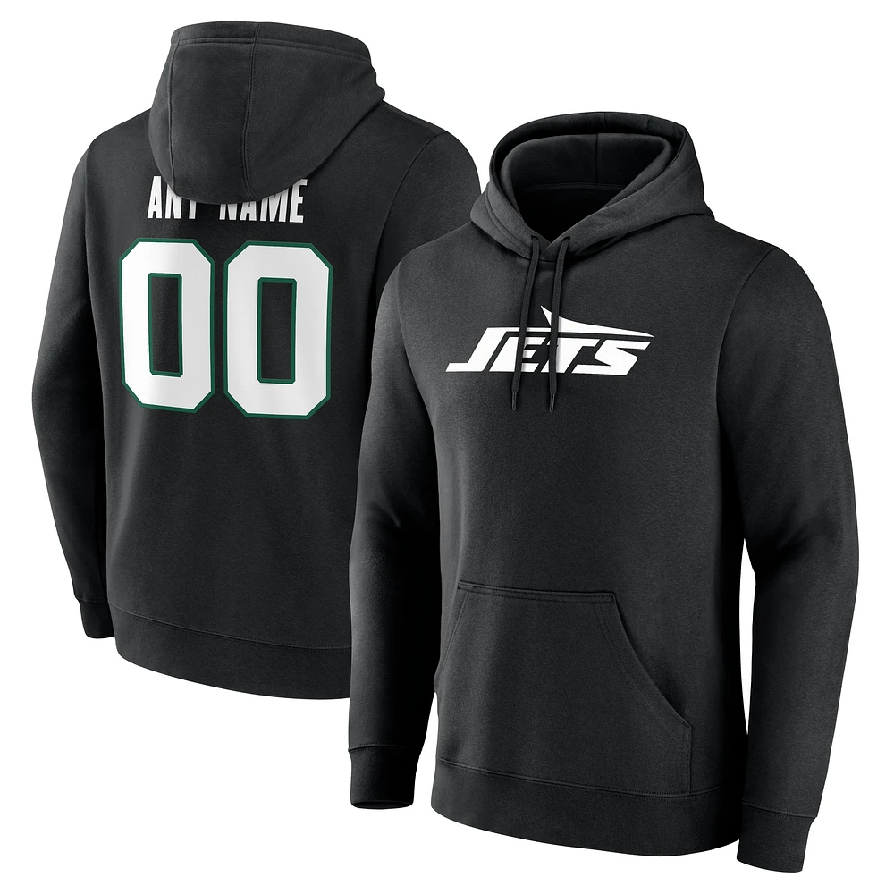 Men's Black New York Jets Team Authentic Custom Pullover Hoodie