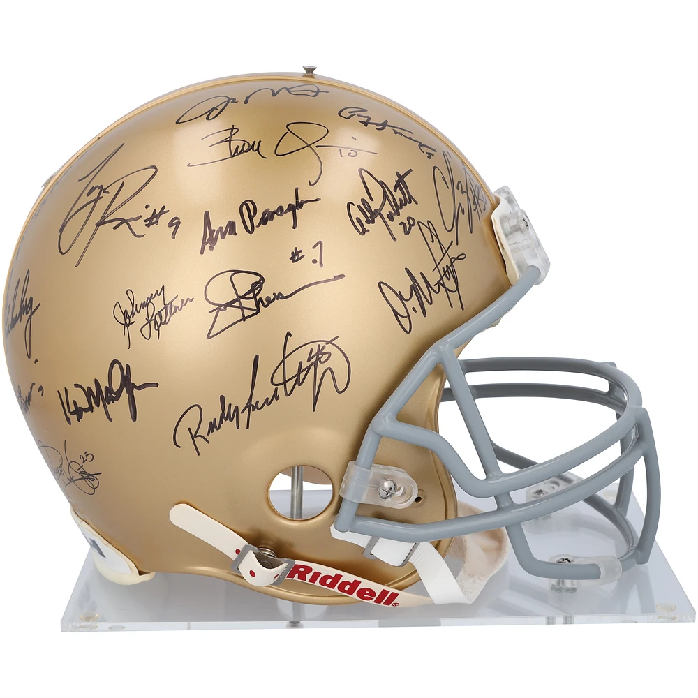 Notre Dame Fighting Irish Autographed Riddell Authentic Helmet with 32 Signatures Including Joe Montana, Ara Parseghian & Jerome Bettis