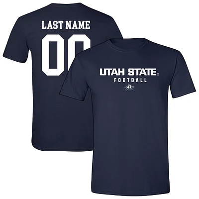 Unisex Navy Utah State Aggies Collegiate Football NIL Pick-A-Player T-Shirt