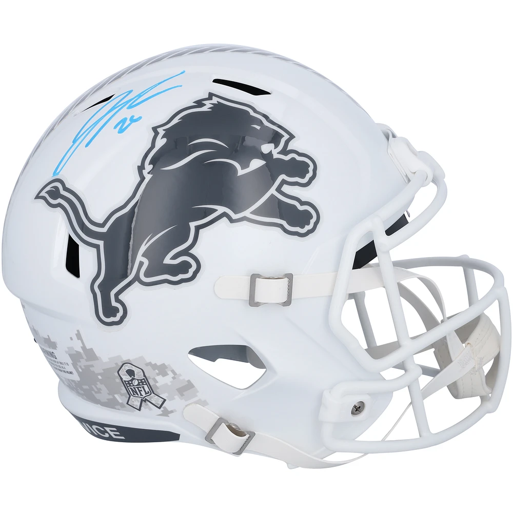Jahmyr Gibbs Detroit Lions Autographed Riddell 2024 Salute To Service Speed Replica Helmet