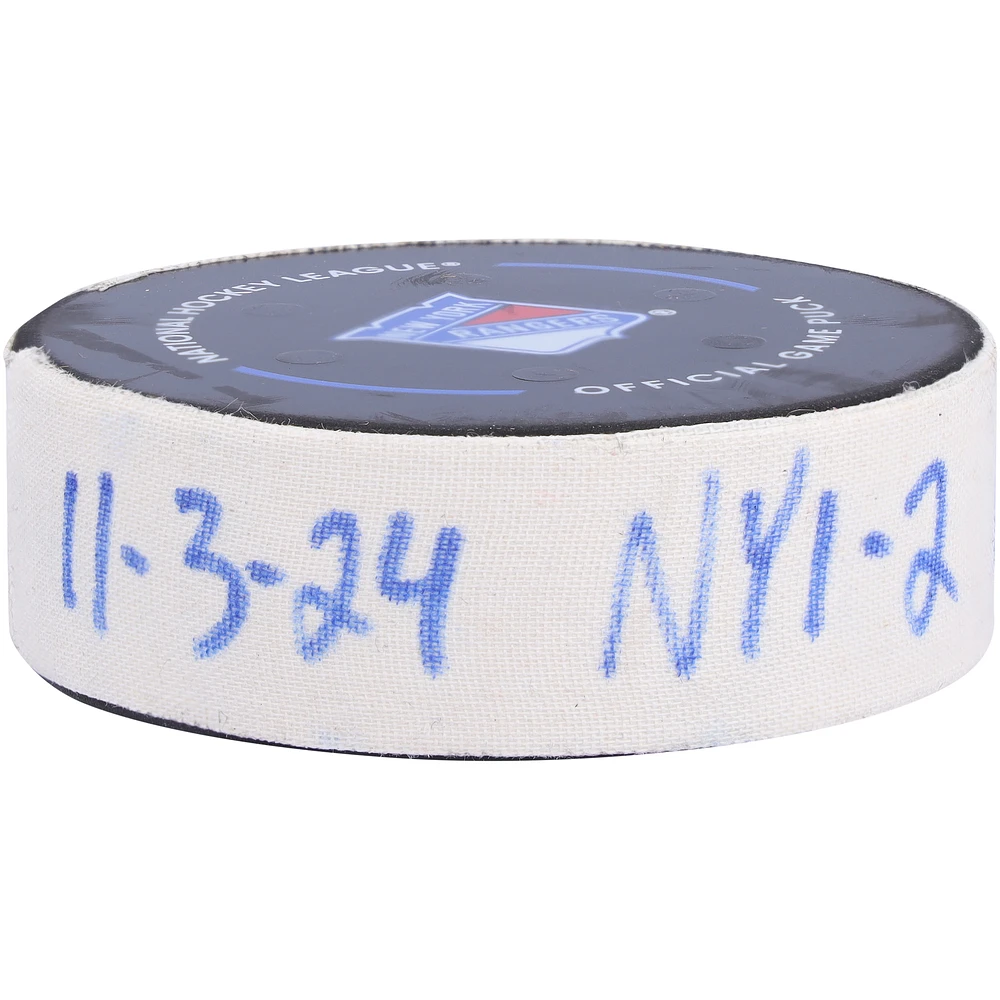 Brock Nelson New York Islanders Game-Used Goal Puck vs. New York Rangers on November 3, 2024