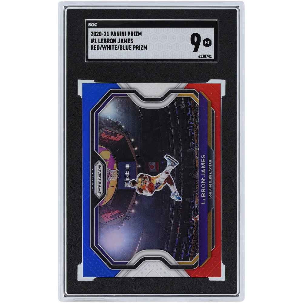 LeBron James Los Angeles Lakers 2020-21 Panini Prizm Red White Blue Prizm #1 SGC Authenticated 9 Card