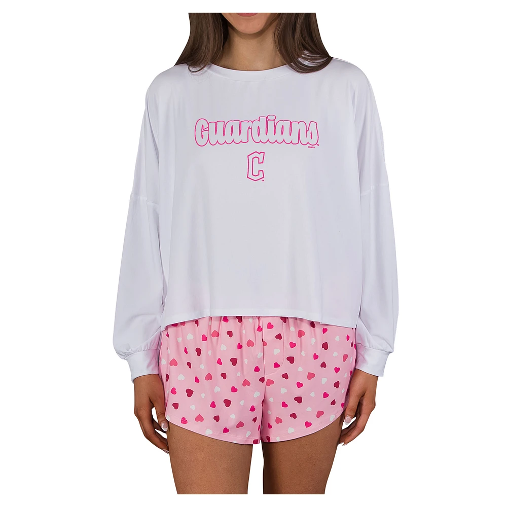 Women's Concepts Sport Pink Cleveland Guardians Lyric Knit Long Sleeve Top & Short Set