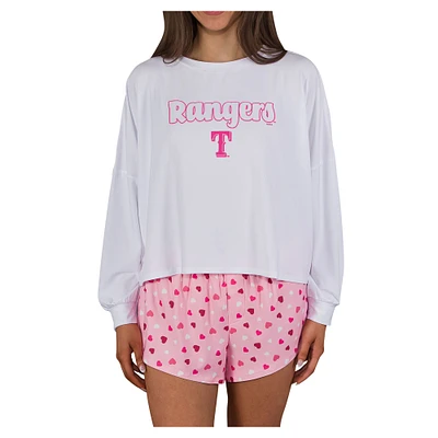 Women's Concepts Sport Pink Texas Rangers Lyric Knit Long Sleeve Top & Short Set